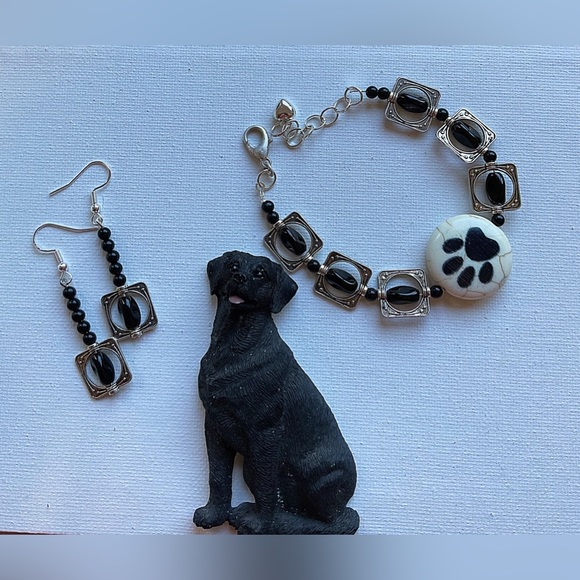 Dog Bracelet & Earring Set Special Birthday Gift for the lady that loves her dog - Picture 2 of 5